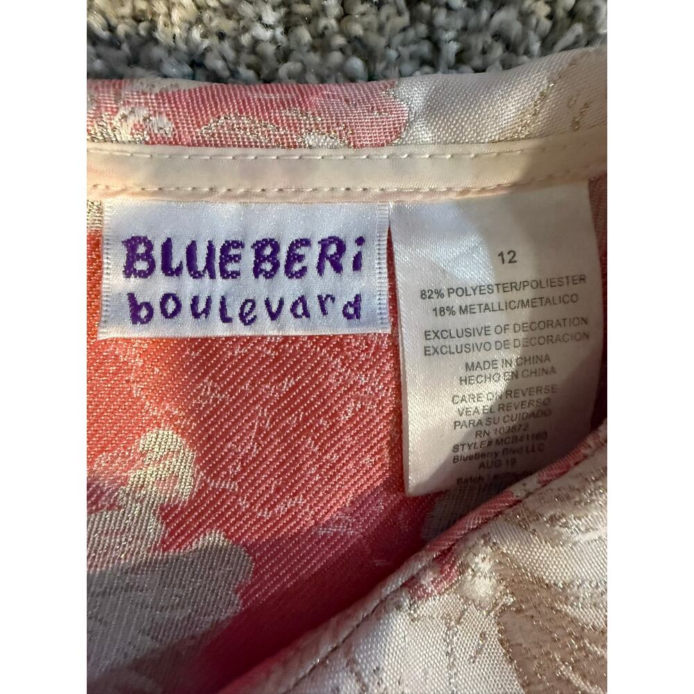 Blueberi Boulevard Pink and White Floral Coat Girls 12 - Picture 3 of 5